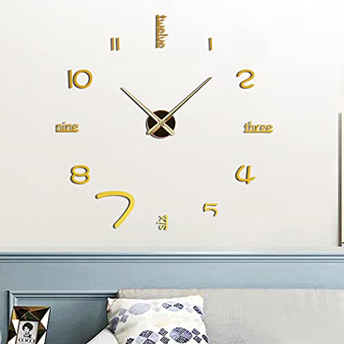 Coraltree DIY Moderne Mute große Wanduhr 3D Aufkleber Home Office Decor Geschenk (Gold) Cover