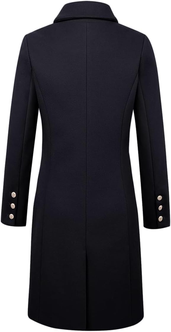 Donna Autunno Inverno Cappotti di Lana Doppio Petto Midi Peacoat Trench Cappotti