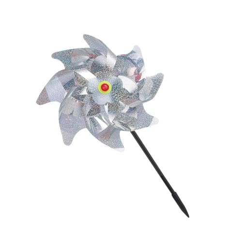 KONTONTY 5pièces Lot de Moulins à Vent Réfléchissants Effet Scintillant Argenté Dispositif Anti-Oiseaux PVC Et Pet Protection Jardins Et Vergers sans Danger