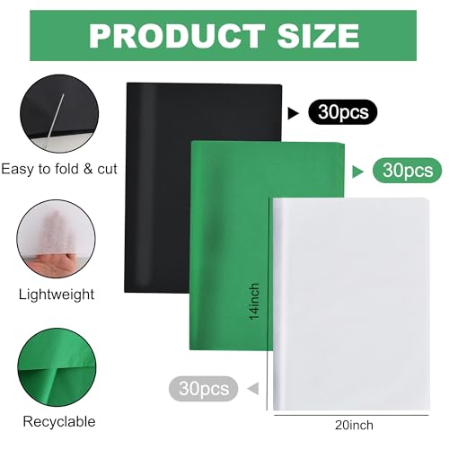 Image of BEISHIDA 90 Sheets Green Black White Tissue Paper Bulk, Halloween Wrapping Tissue Paper for Gift Bags, 14 x 20 Inch Gift Wrap for Halloween Graduation Birthday DIY Crafts Holiday Flowers