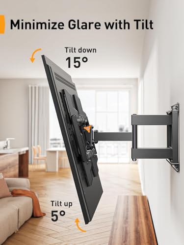 Image of Perlegear UL Listed Full Motion TV Wall Mount for 42-90 inch TVs up to 132 lbs, TV Mount with Dual Articulating Arms, Tool-Free Tilt, Swivel, Extension, Leveling, Max VESA 600x400mm, 16 inch Studs, PGLF8.