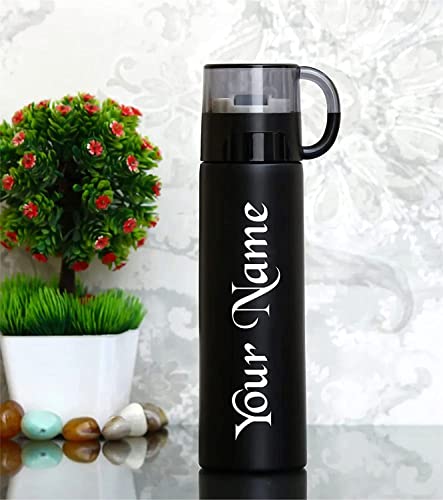HNA GIFTING Water Bottle with Name Vacuum Insulated Hot & Cold Thermosteel Bottle, Stainless Steel Reusable Flask, Double-Wall Thermos Water Bottles, Bliss Black 500ml(Pack of 1) (B0C5MW11XD) Amazon Price History, Amazon Price Tracker