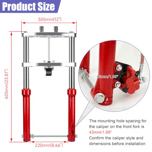 Image of Mini Bike Front Suspension Forks Kit for Coleman CT200U CT200U-EX | Compatible with BT200X Axis M200 Minibike 196cc 200cc 6.5HP Powersports Parts Accessories Shock Absorber Forks Frame Red