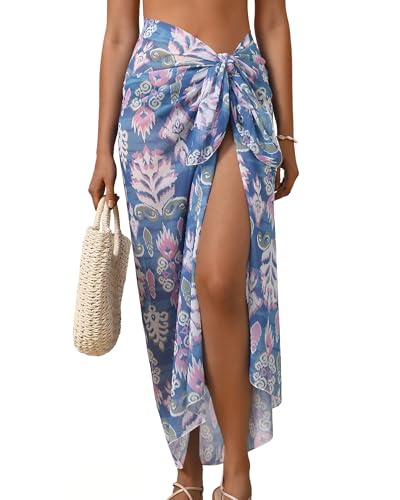 Image of Eicolorte Womens Beach Cover Up Chiffon Sheer Bikini Beach Swimsuit Coverup Sarong Pareo Wraps for Women