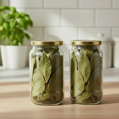 Image of STAR WORK 1000 Milliliter Glass Jar With Air Tight Gold Lid For Kitchen Dried Masla Storage Jar,Honey Jar,Jar And Container,Spice Masala Jar,Glass,Visible Glass Jar For Kitchen Storage Set Of (2)
