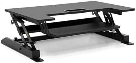 Best Choice Products 36in Standing Desk, Height Adjustable 2-Tier Desk Converter, Sit to Stand Computer Monitor Riser, Ergonomic Workstation, Black