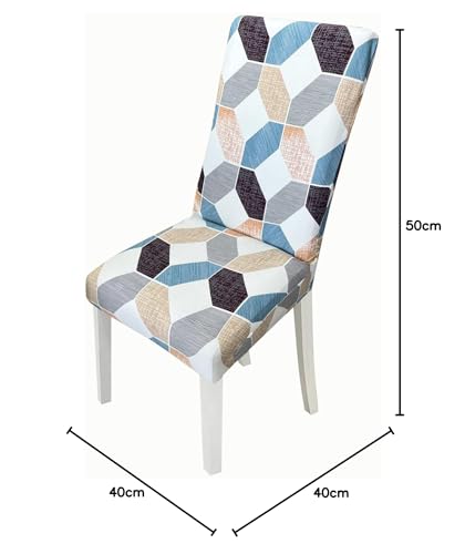 Image of House of Quirk Elastic Chair Cover Stretch Removable Washable Short Dining Chair Cover Protector Seat Slipcover (Pack of 1, White Bamby)