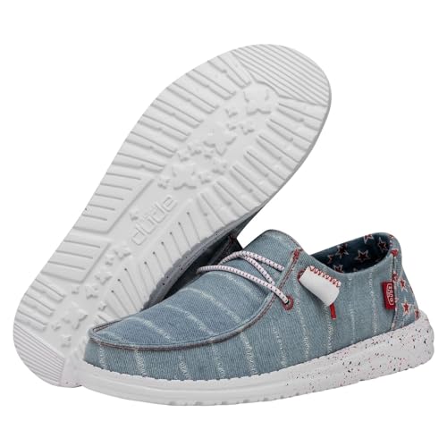 Image of Hey Dude Women's Wendy Slub CanvasMoc Toe Shoes, Denim Star, 6 UK