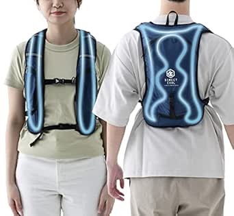 [山善] 冷水服 水冷服 DIRECTCOOL バッテリー付き フリーサイズ 水冷ベスト ペットボトルクーラー DC-B01S(N) ネイビー