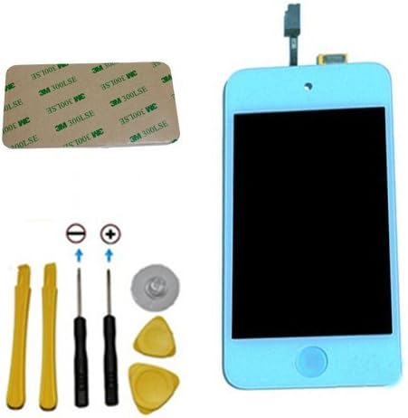 YAGadget Light Blue iPod Touch 4th Generation Digitizer + LCD Full Assembly + Home Button + 7 Piece Tool Kit + 3M Adhesive