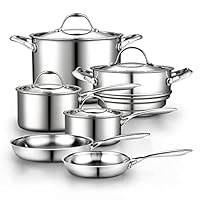 Cooks Standard 10-Piece Multi-Ply Clad Stainless Steel Cookware Set Silver 14.0x21.0x12.5 inches