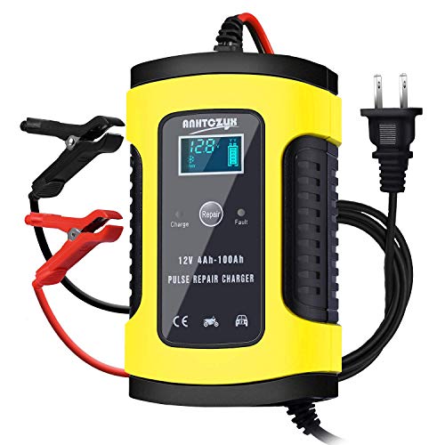 IDEALHOUSE Car Battery Charger 12v 5A Automotive Smart Battery Charger Maintainer Trickle Charger with LCD Display for Car Motorcycle Lawn Mower Boat Marine RV SUV ATV AGM and More