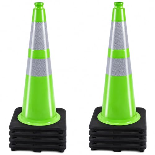 Image of BESEA 8 Pack 28 Inch Green Traffic Cones with Wide Weighted Base