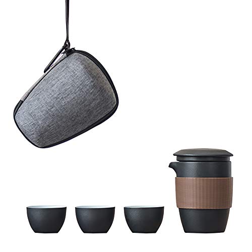Portable Tea Cup Set Ceramic Chinese-Kungfu Tea Set Better Thermal Tnsulationwith Travel Bag