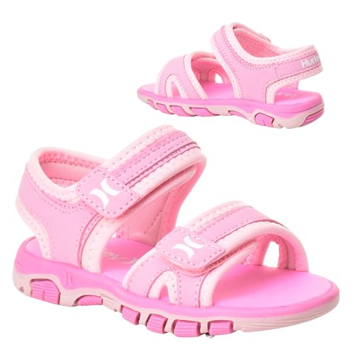 Image of Hurley Loni Toddlers and kids Water Shoes, Beach Essentials, Girls and Boys Open Toe Sandals, Lightweight, Breathable and Two Adjustable Straps