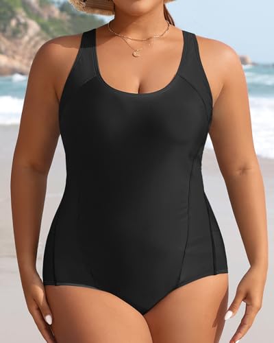 Image of Aqua Eve Plus Size Swimsuits Athletic One Piece Bathing Suit for Women Tummy Control Slimming Swimwear
