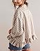 InterNos Womens Striped 3/4 Sleeve Blouse Loose V Neck Button Down Ruffled Hem Vertical Shirt Top with Pocket (0955-Khaki-S)