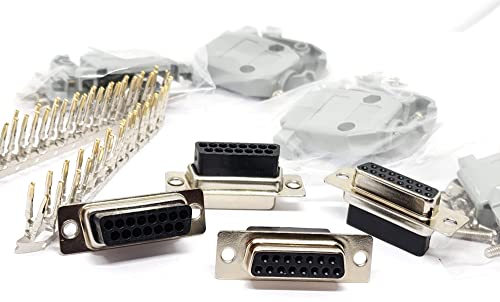 Kit 4 Sets Conector DB15 Hembra Crimp con Capuchas y Pines miniatura 3