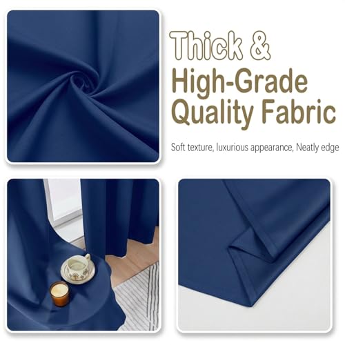 Image of Royal Blue Blackout Curtains for Bedroom 72 Inch Length 2 Panels Set, Thermal Insulated Curtains for Living Room Nursery, Energy Saving Window Drapes for Patio French Door Front Door, 2x40Wx72L
