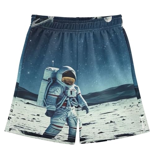 Youth Boys Summer Shorts Astronaut Moon Space Summer Athletic Shorts Cool Shorts Pants Kids 7-8