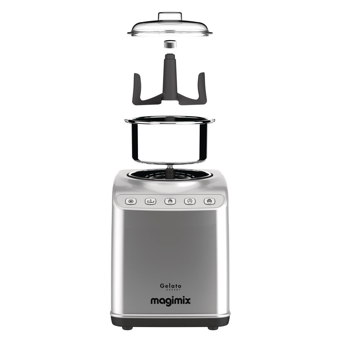 Nisbets PLC Magimix 11680 Gelato Expert in argento con 2 ciotole grandi in acciaio inox da 2 L e 3 programmi automatici con congelatore integrato, nero