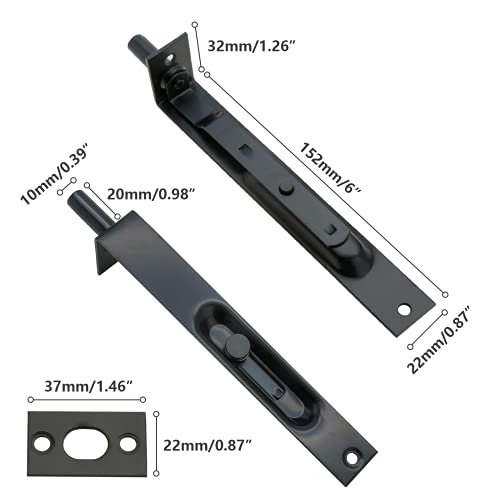 Kyuionty Stainless Steel Door Flush Bolt Latch 6 Inch L Type Lever
