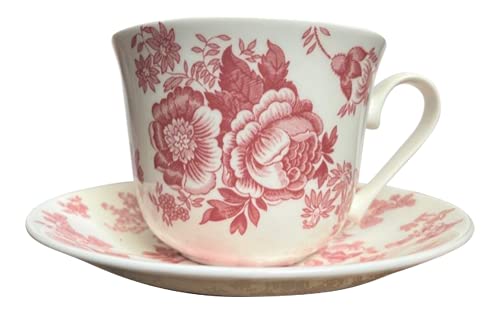 Roy Kirkham Ensemble tasse à thé et soucoupe Jumbo en porcelaine fine anglaise Rose clair Victoriana Chintz Cover