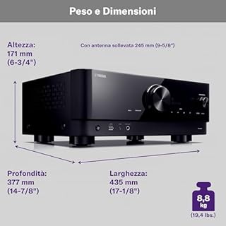 Yamaha Rx-V4A Sintoamplificatore Av - Con 5.2 Canali, Surround, Funzioni Specifiche Per Il Gaming E Sistemi Di Controllo Vocale, Versatile, Nero, Bluetooth, Wi-Fi