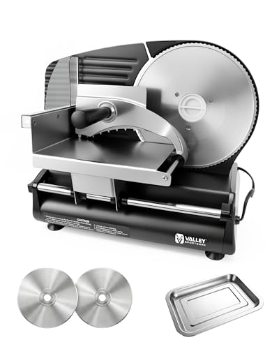 Image of Electric Meat Slicer Machine for Home 8.7 inch Deli Slicer | 2 Removable Stainless Steel Blades, Stainless Steel Tray, Premium Food Slicers for Meat Cheese Ham, Adjustable Thickness