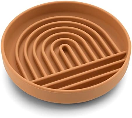 Slow Feeder Dog Bowl: The Slowdown Bowl is A Modern, Silicone Puzzle Bowl & Lick Mat. Slow Eating, Stop Gulping, Take It Easy. Dishwasher Safe. (Terracotta)