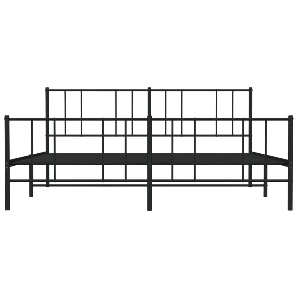 Telaio letto con testiera e pediera in metallo nero 193 x 203 cm Cornice da letto per soggiorno Telaio per camera da letto Struttura del letto dell'hotel Adatto per camera da letto