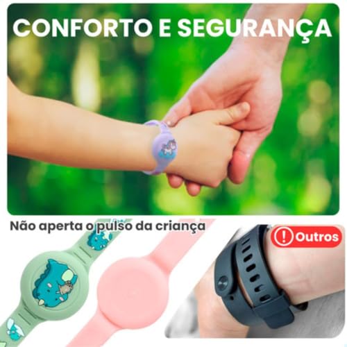 Pulseira Infantil Compatível com Airtag Apple Rastreador GPS de Silicone À Prova D'água Impermeável