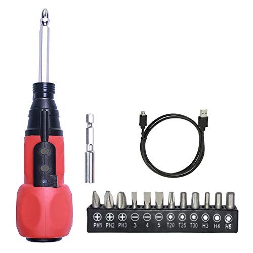 3.6V Electric Screwdriver Rechargeable Cordless Screwdriver with Front LED,12Pcs Precision Screwdriver Bits,USB Charging