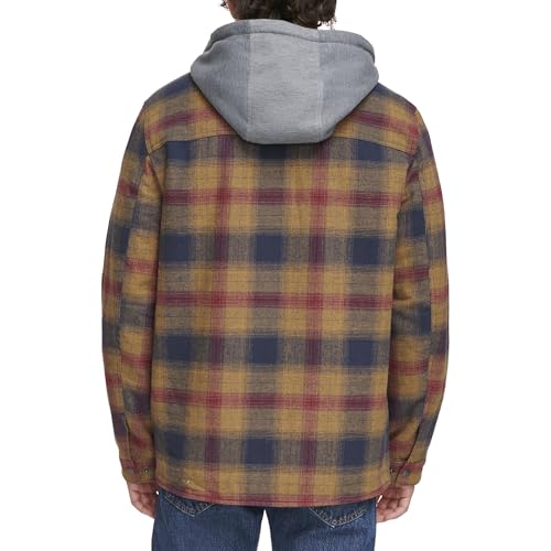 Image of Levi's mens Plaid Sherpa Lined Hooded Shirt Jacket (Regular & Big & Tall Sizes)