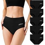 FULLLUWAA UNTERHOSEN DAMEN, 5ER PACK DAMEN UNTERWÄSCHE STRETCH BAUMWOLLE HOHER TAILLE, ATMUNGSAKTIV