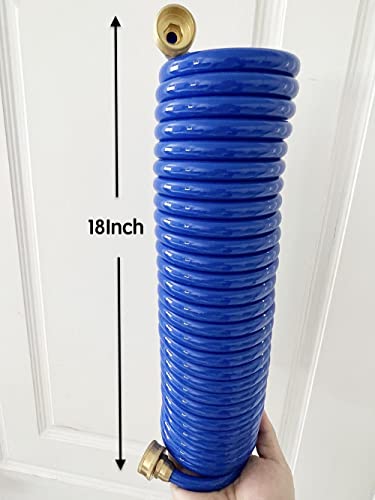 Sanfu Pu Recoil Garden Water Hose 3/8"Id(9.5 X 12.7Mm) X 25Ft Premium With 3/4"Inch Brass Fittings Retractable, Outdoor Patio Hose Marine&Boat, Blue(25') #TOP5