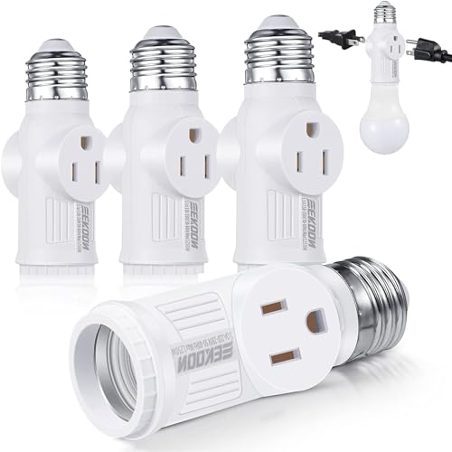 4 Pcs Light Socket to Plug Adapter, E26 Outlet Converter,White
