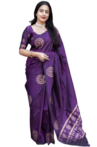 Image of SGF11 Women's Kanjivaram Soft Silk Saree With Unstitched Blouse Piece