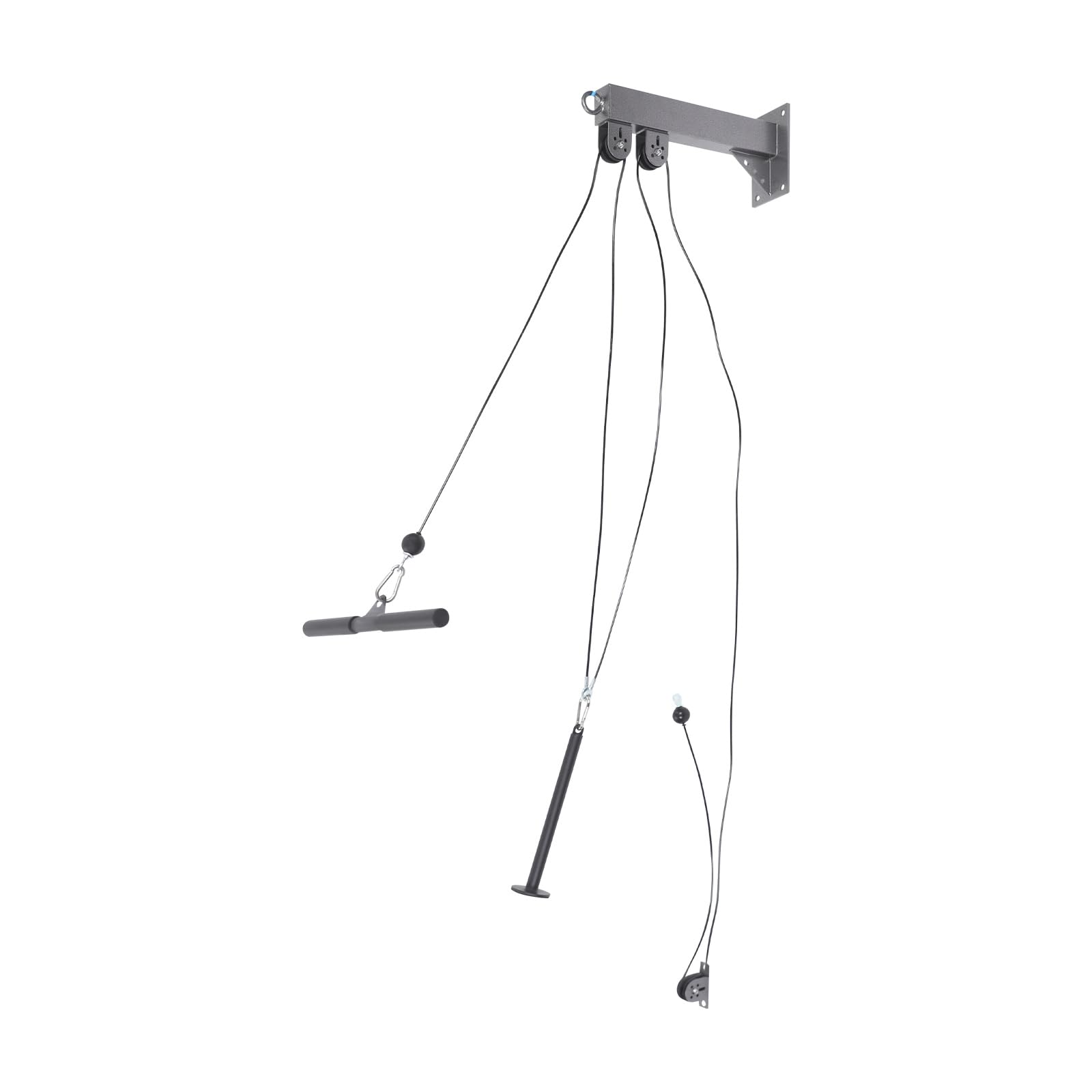 Juego de cables de fitness para montaje en pared, 150 kg, capacidad de carga para entrenamiento en casa, ejercicios, brazo, espalda, hombro, entrenamiento, color negro, ahorra espacio