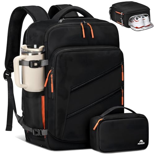 MATEIN Personal Item Backpack 18x14x8 with Shoe Compartment Detachable, Airline Approved Carry On Backpack for Travel with Electronics Case, Lightweight Luggage Bag for Spirit Airlines Fits 17