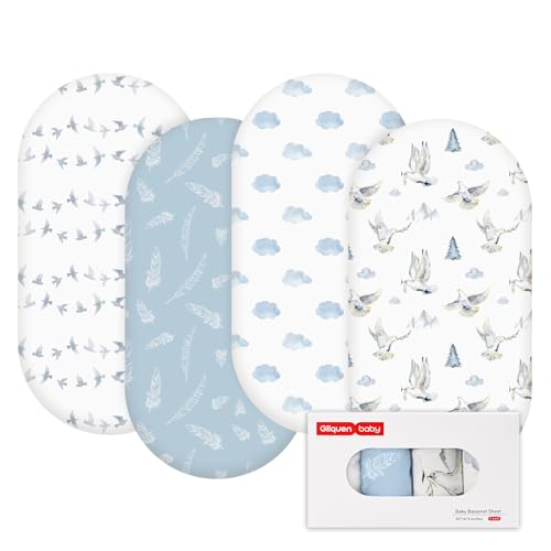 Gllquen Baby Bassinet Sheets 4 Pack, Breathable Cozy Fitted