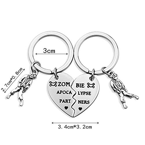 Myospark Zom-Bie Apocalypse Partners Broken Heart Keychain Set Walking Dead Gift For Bff Best Friends Partners (Zom-Bie Apocalypse Partners Keychain Set) #TOP5