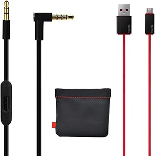 Original Replacement AUX Audio Cable Cord for Beats by Dre Headphones Solo/Studio/Pro/Wireless/Mixr with MIC Black(Discontinued by Manufacturer)+Replacement Charger Cable for Beats by Dr Dre and Pill