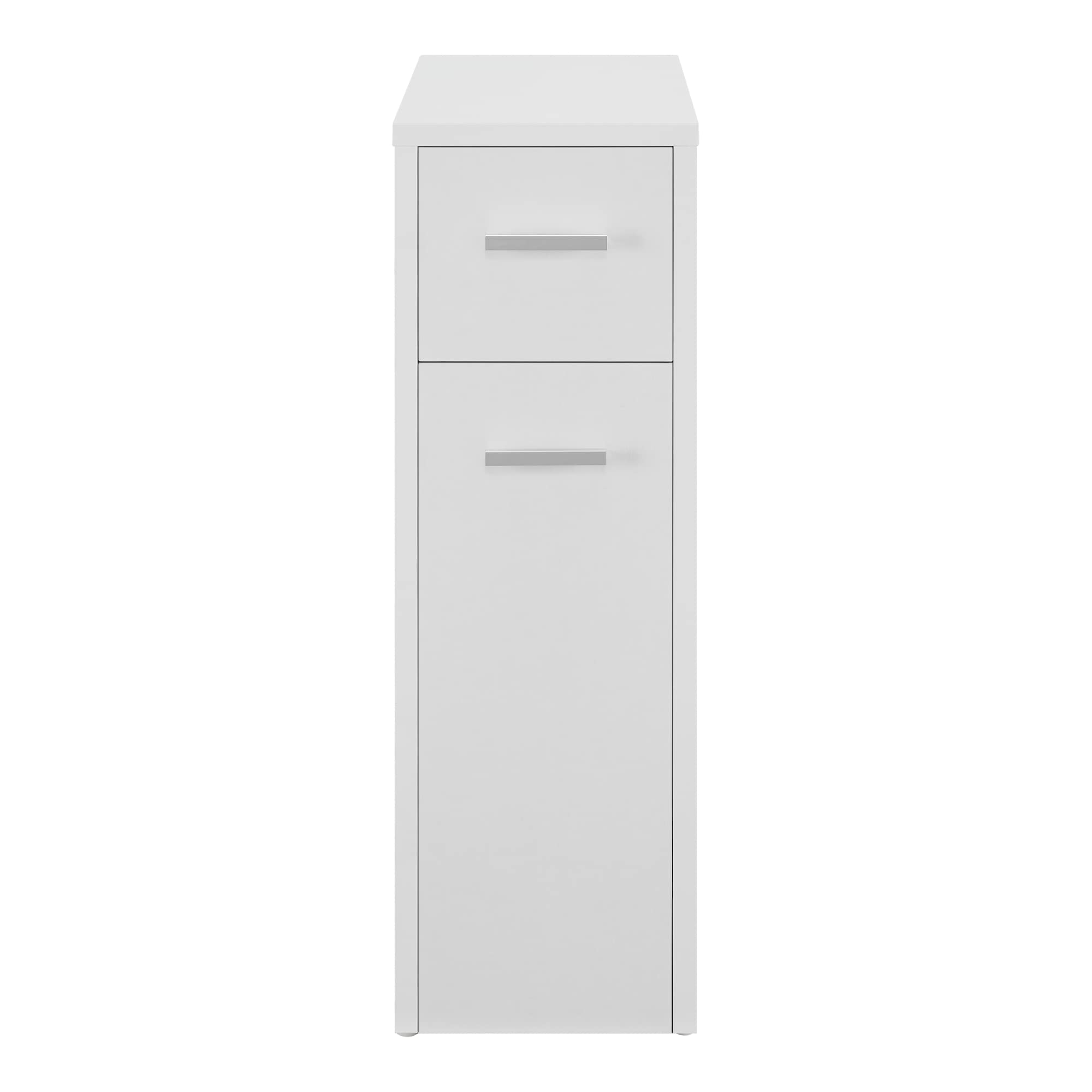 [en.casa] Mobile da Bagno Basso Stretto con 2 Cassetti Armadietto Multiuso per Cucina Lavanderia 61x20x45 cm Cassetto Estraibile a Ripiani e Rotelle - Bianco