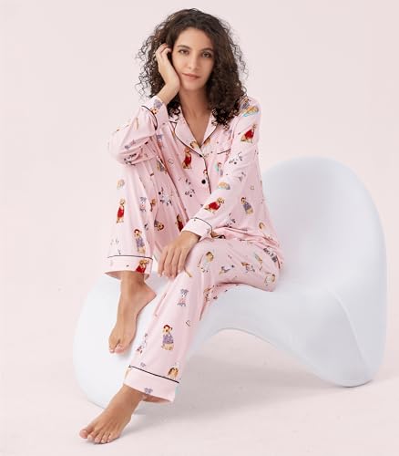 Image of WiWi Viscose from Bamboo Women's Pajamas Set Super Soft Button Down Top and Pants Sleepwear Cooling Pjs S-3X