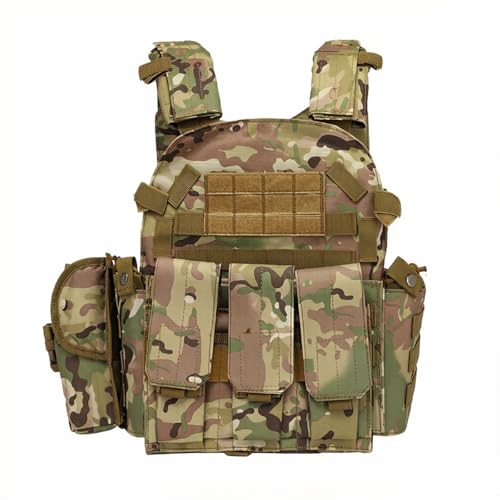 TOLLION Kids Tactical Vest Adjustable Airsoft Paintball Vest Boys Girls Outdoor Games Vest Army Costume Combat Vest 4-12 Years (CP Camouflage B)