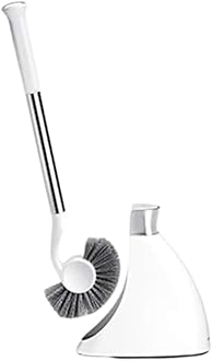 Toilet Brush with Caddy, Stainless Steel, White