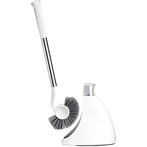 simplehuman Toilet Brush with Caddy, Stainless Steel, White