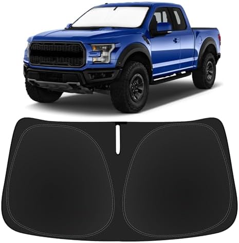 Windshield Sun Shade for 2015-2020 Ford F150 Lariat, King Ranch, Platinum, XL XLT Limited Raptor Accessories 2025 Upgrade Front Window Sunshade 2 Layer 240T Custom Fit Sun Visor Protector