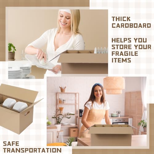 Image of Fuyoooo 3 Sets Dish Packing Kit Include 1 Box 5 Dividers 1 Base Plate Each Set Kitchen Moving Boxes Glassware Packing Kit Dish Containers Supplies for Moving Dishes Glassware (24 x 12 x 11 Inches)
